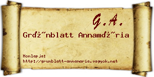 Grünblatt Annamária névjegykártya